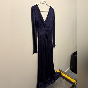 BCBGMaxAzria Deep Blue Long Sleeve Gown